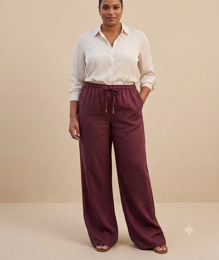 Pantalon en linen H&M rouge bordeaux 50/52