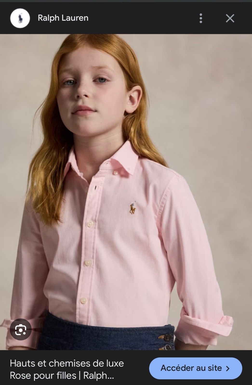 Chemise oxford Unisex Rose Ralph lauren 10ans 