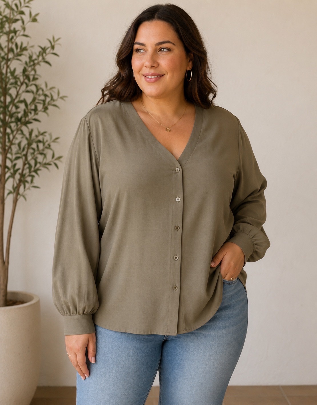 Blouse chemise boohoo verte grande taille 50/52