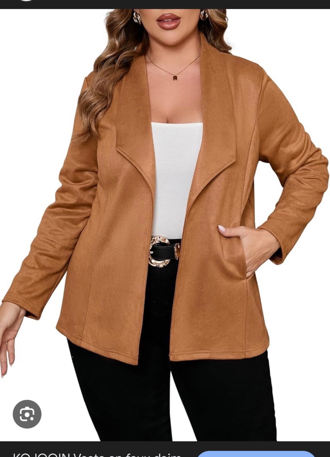 Veste ouverte en daim suede grande taille 44/46