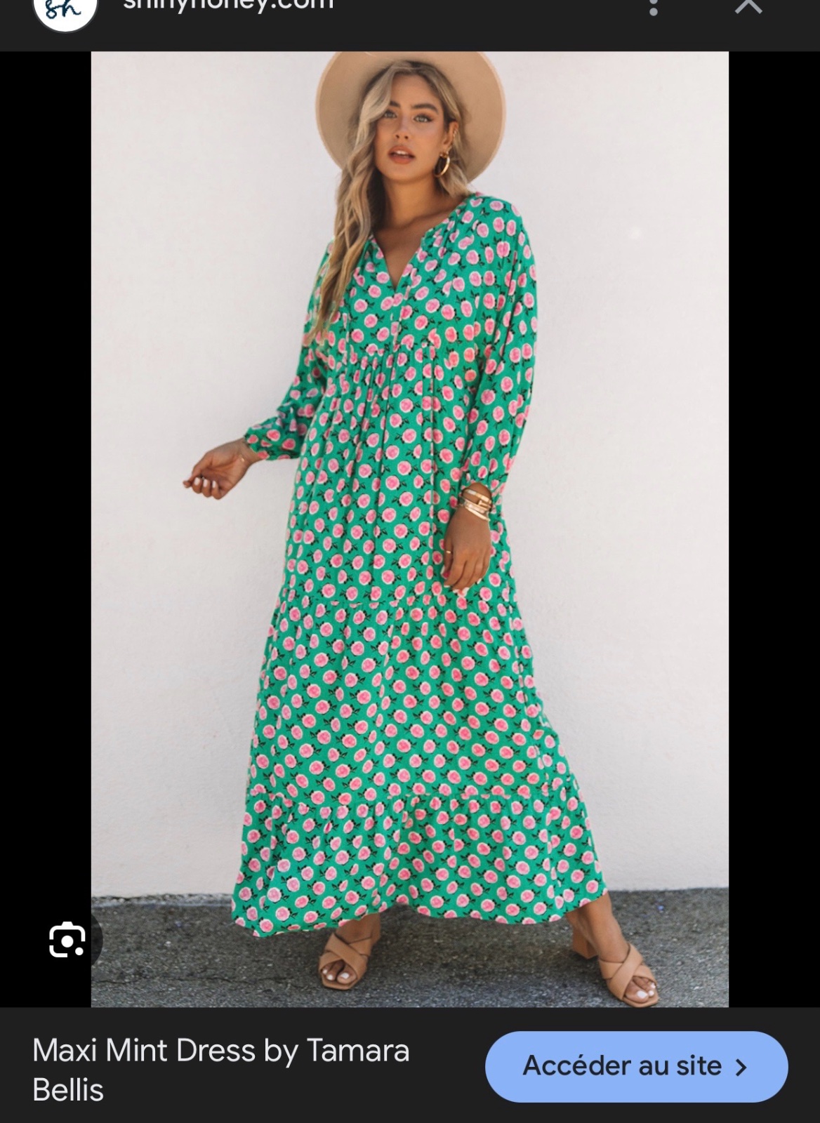 Robe verte florale longue maxi 44/46