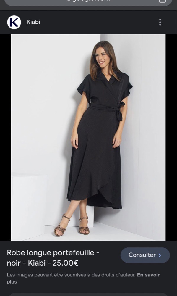 robe porte feuille kiabi 48/50 satinee 