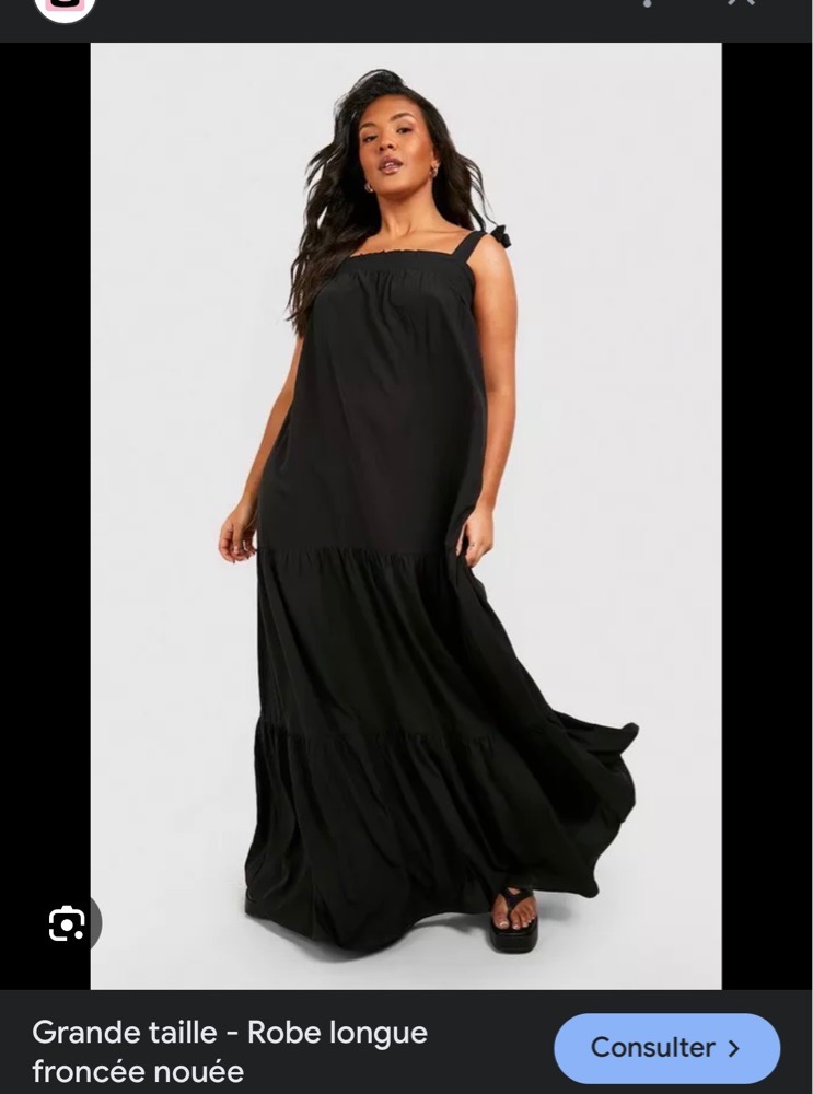 Robe noir longue grande taille 3xl 46 en cotton