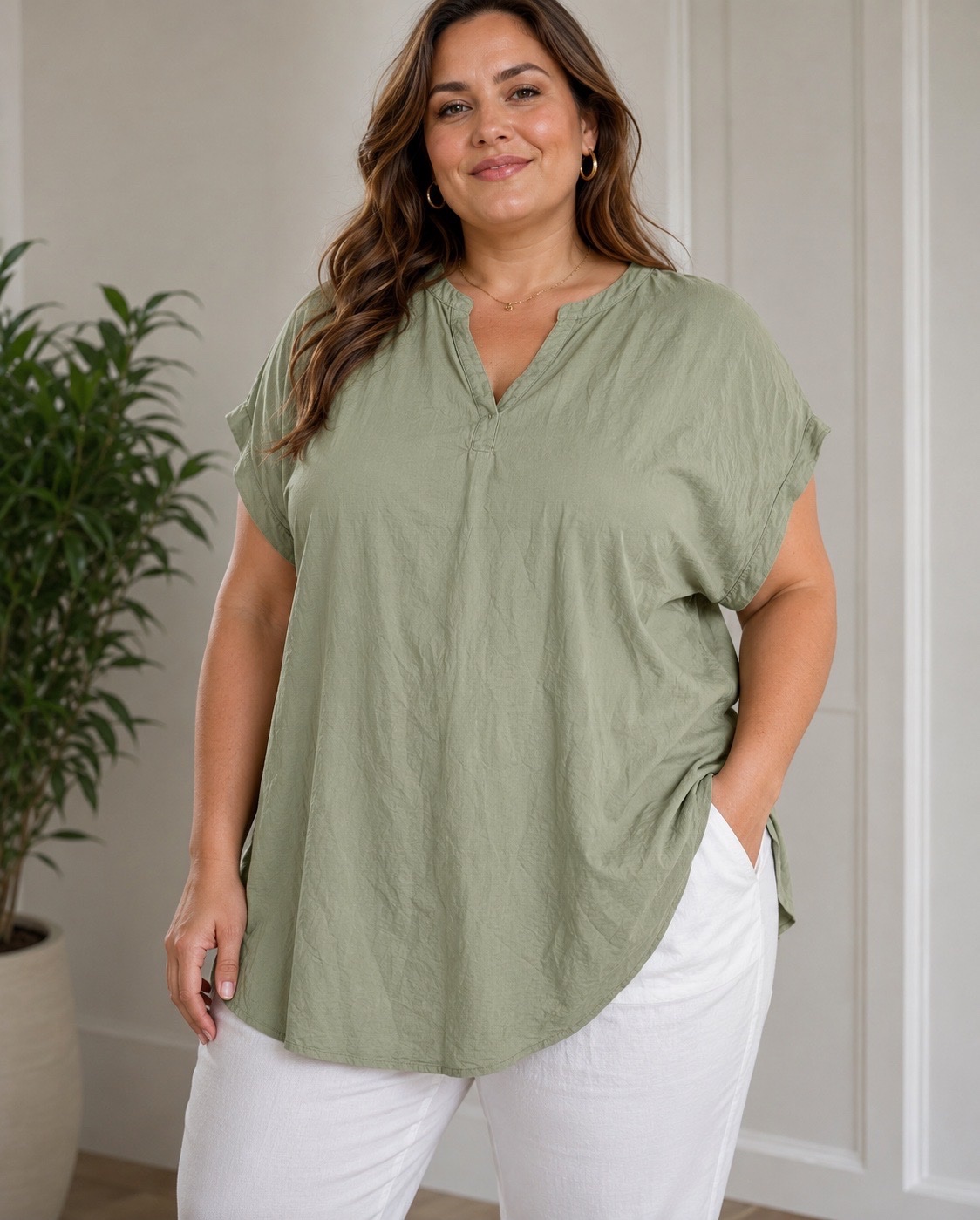 Une chemise grande taille verte binotti 52/54 