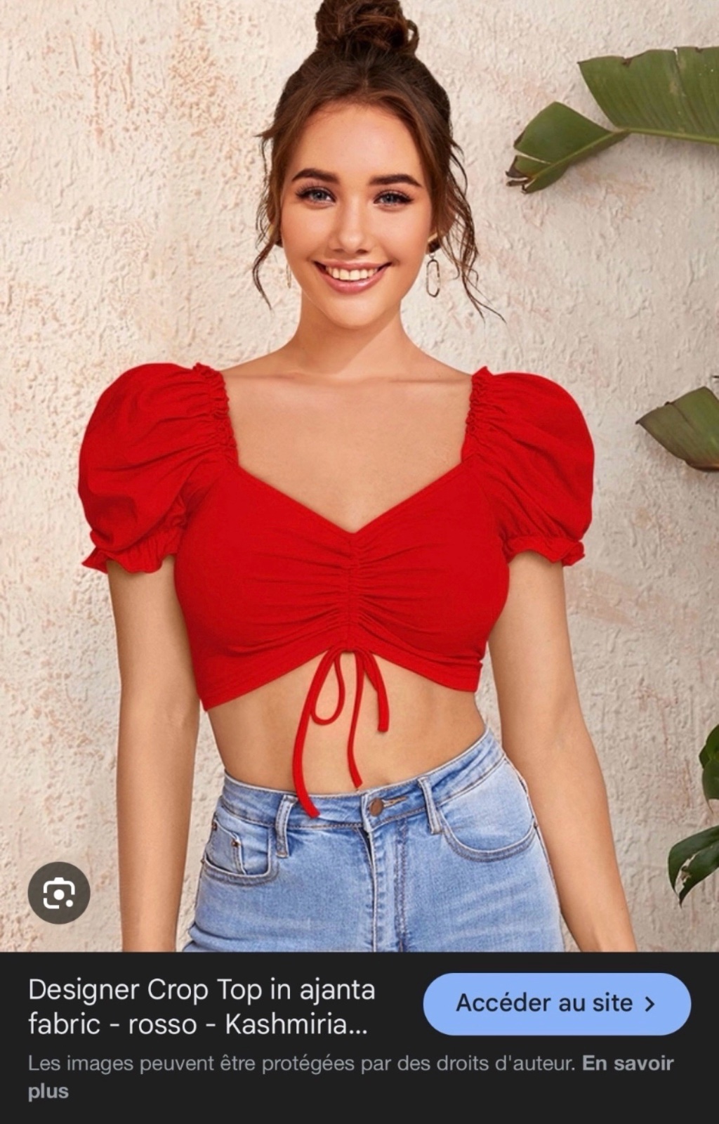 Top coquette rouge H&M avec col coeur S/M