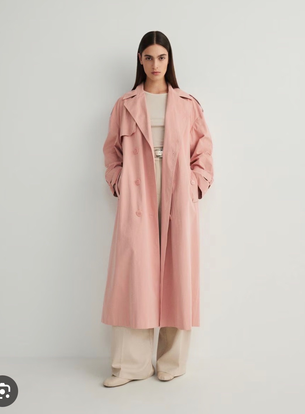 Trench coat leger rose bebe effet daim ouvert M/L/XL