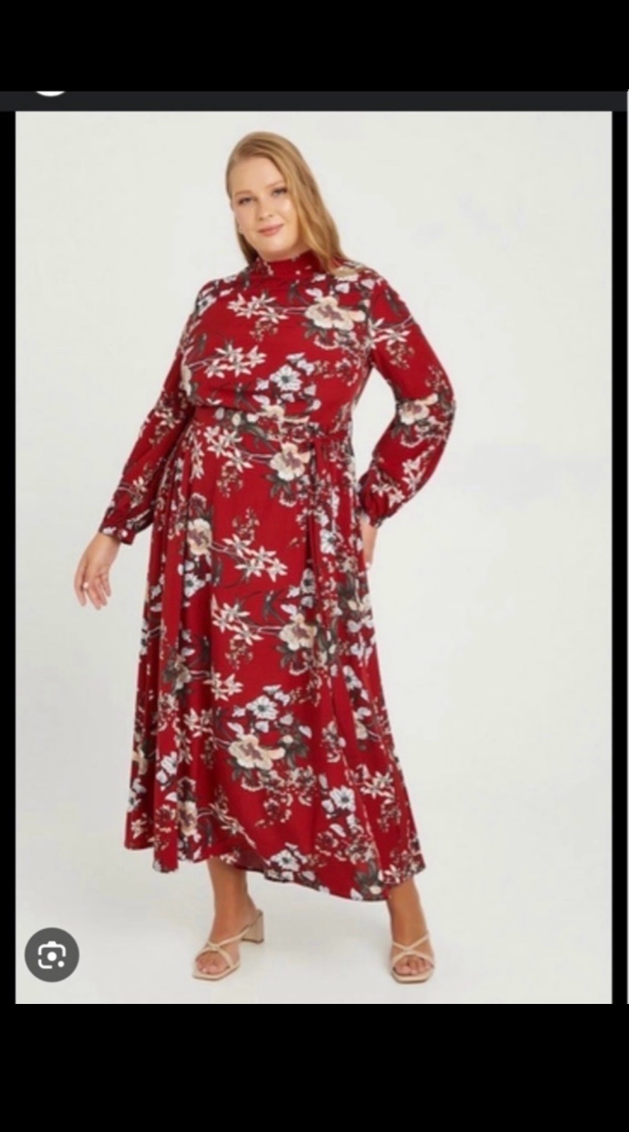 Robe florale en rouge longue grande taille 44/46/48