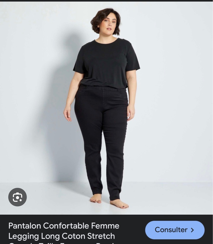 Pantalon femme djeans grande taille noir 46/48