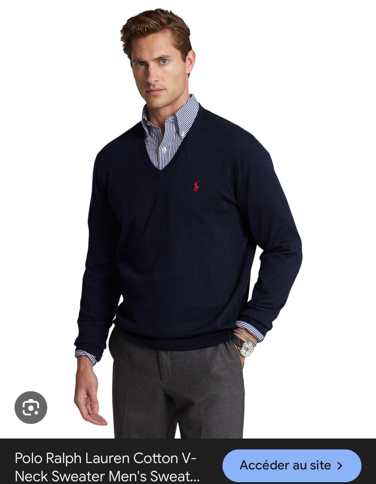 Pull Polo Ralph Lauren bleu sombre a logo rouge 42/44