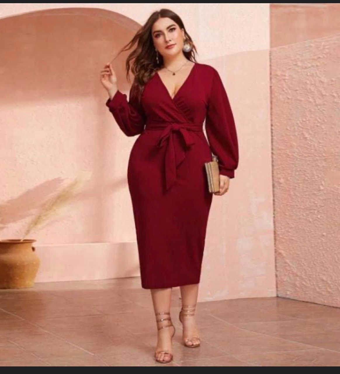 Robe asos cotele portefeuille en laine rouge bordeaux 42/44/46 