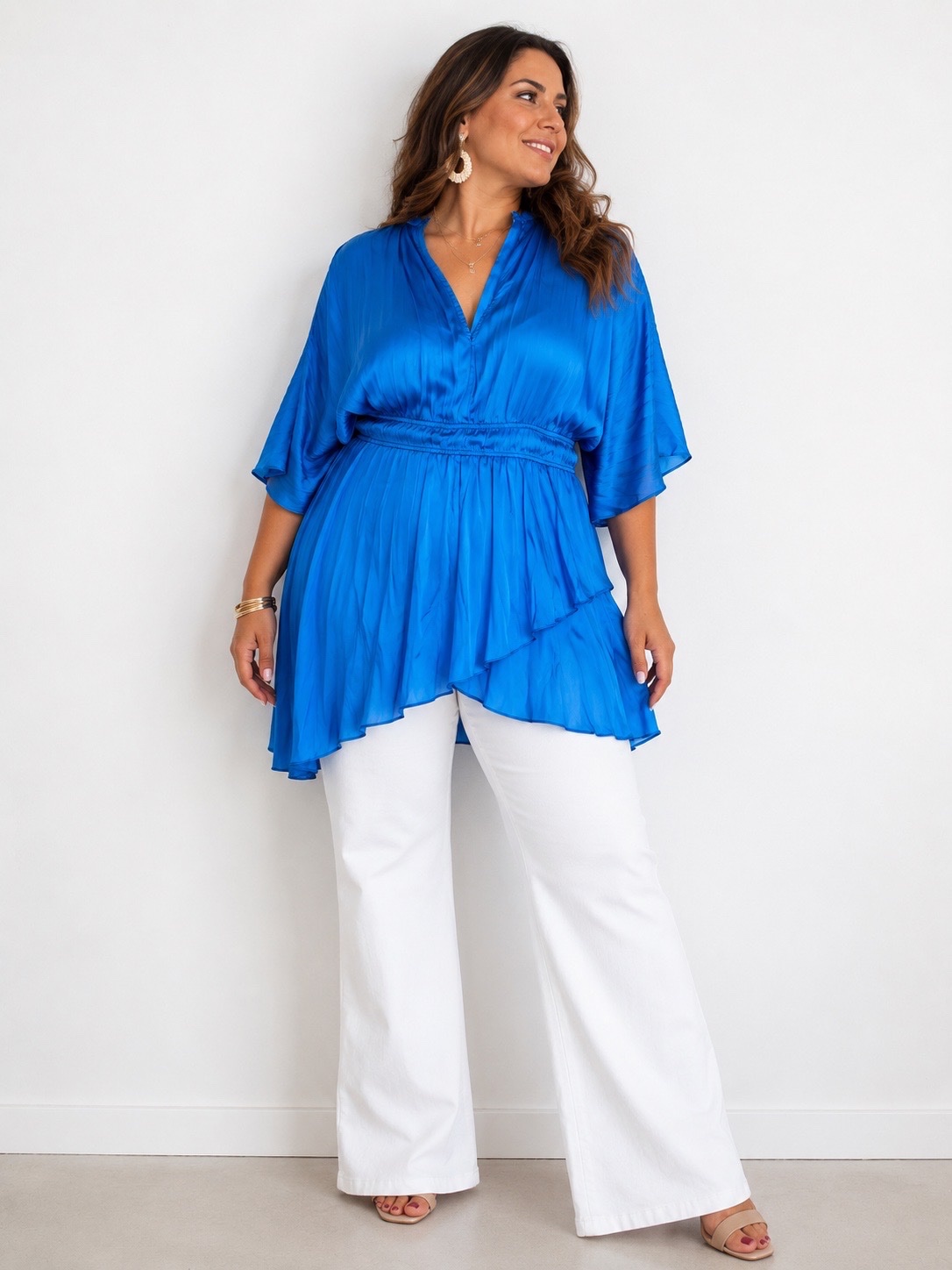 Robe chemise zara turquoise satin M/L