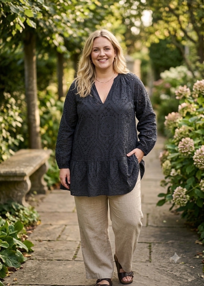 Chemise Brodrerie anglaise grande taille 40/42/44