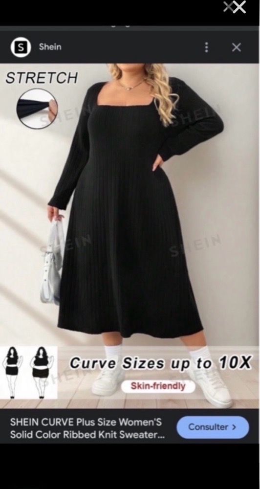 Robe Cotele Shein hiver grande taille midi 48/50