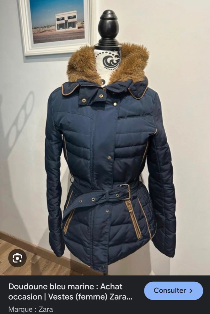 Veste Doudoune Zara a capuche peluche M/L