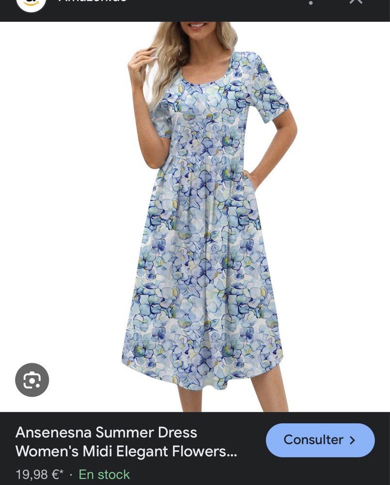 Robe midi fleurie en bleu et blanc M/L/xl