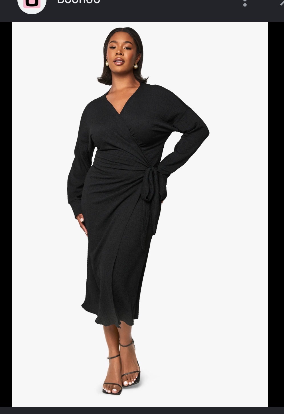 Robe portefeuille noir sombre avec ceinture grande taille 50/52