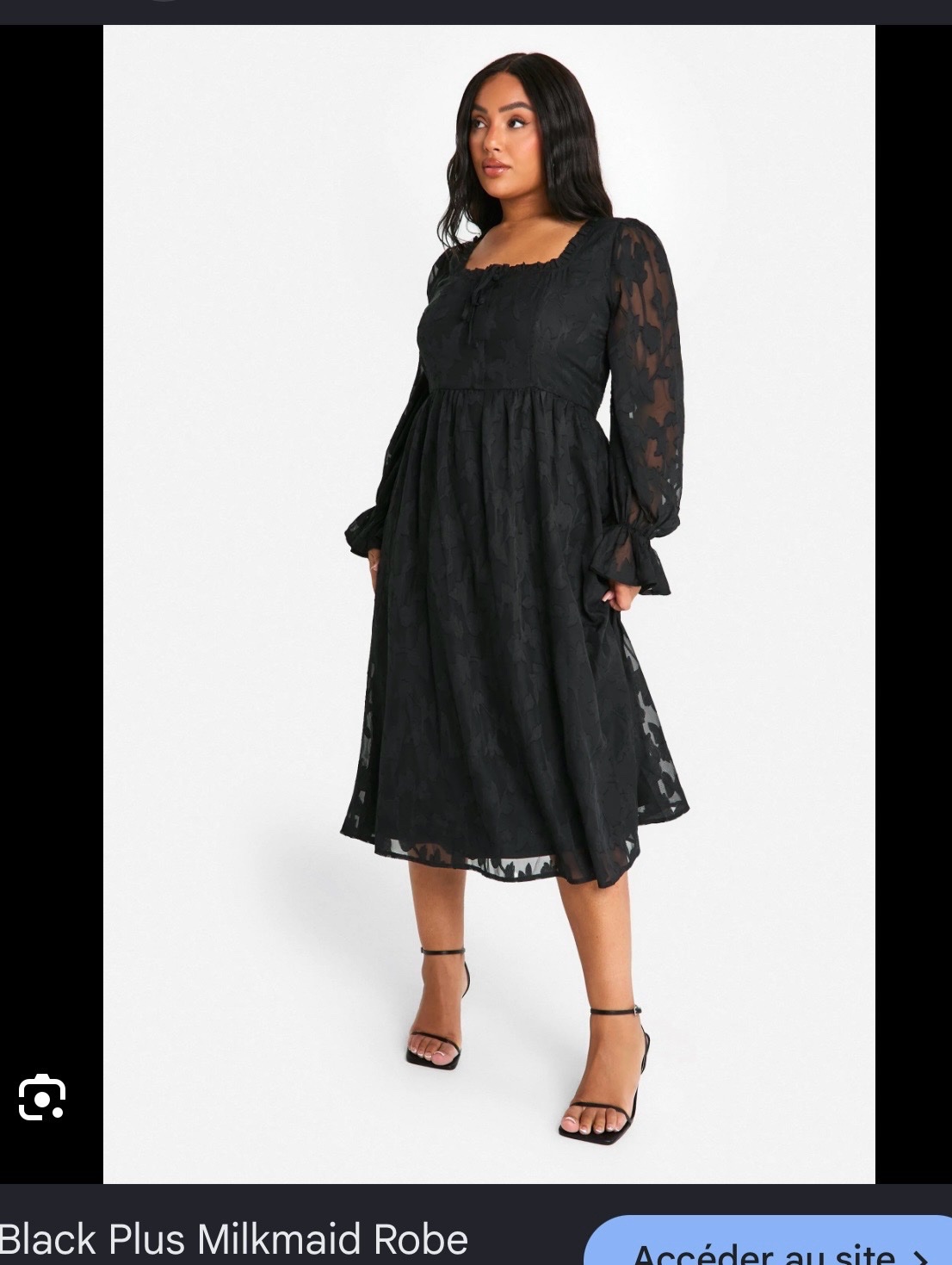 Robe noir bloomchic midi avec manches bouffantes 44-46
