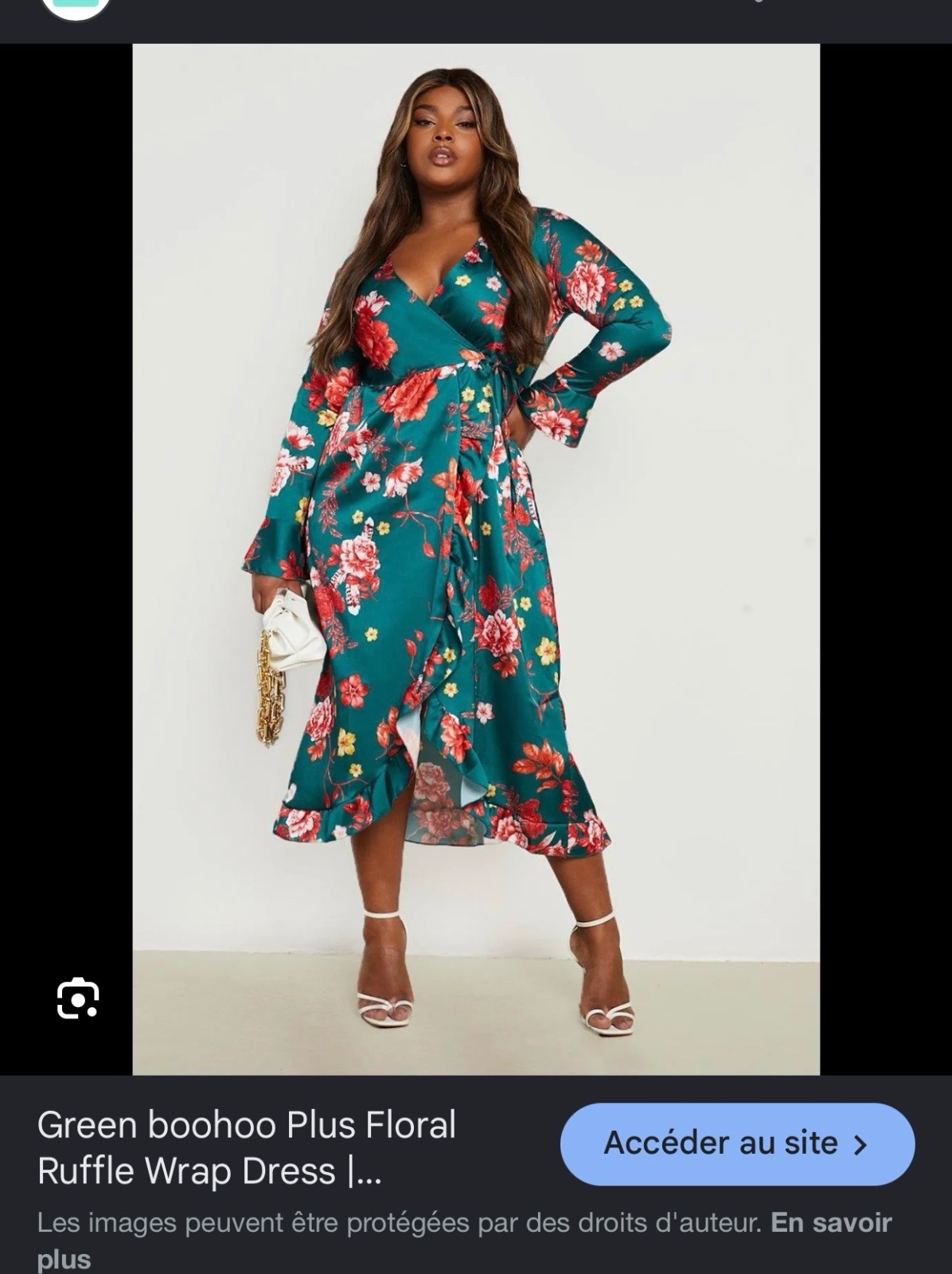 Robe satin portefeuille Bohoo grande taille 48/50