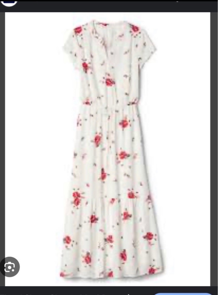 Robe florale milongue blanche a rose rouge 42/44