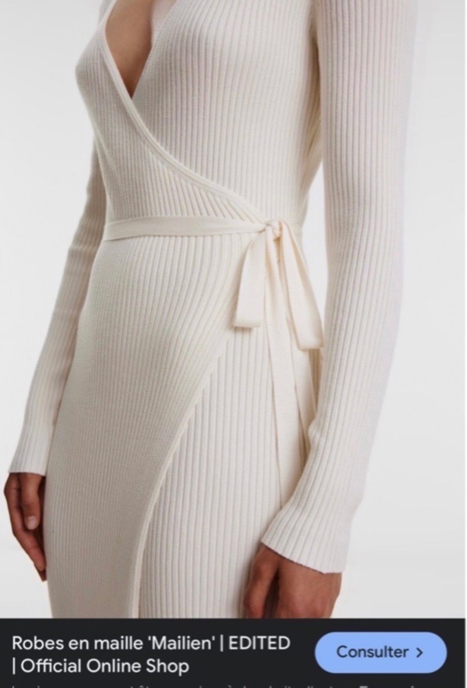 Robe en maille cotele avec details gris/bleu 40/42/44