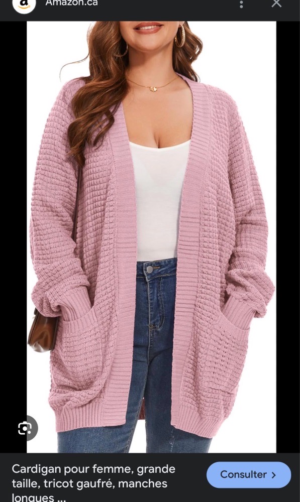 Gilet rose bebe en laine grande taille 44/46