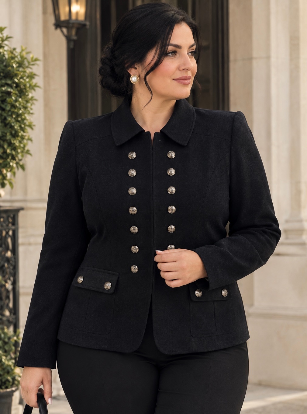 Veste officier legere femme avec boutons bijoux grande taille 44/46