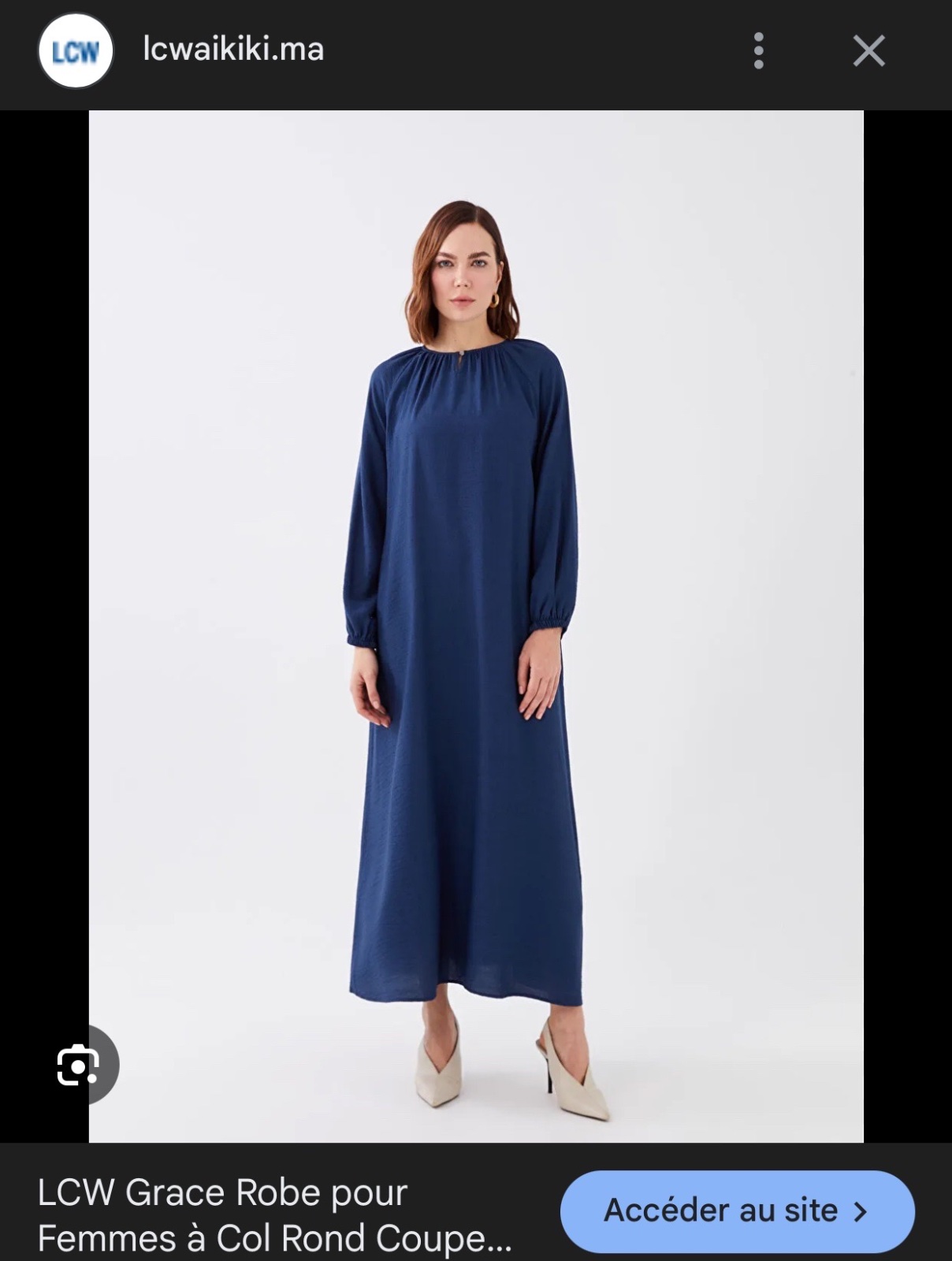 Robe bleu satin avec col papillon 40/42