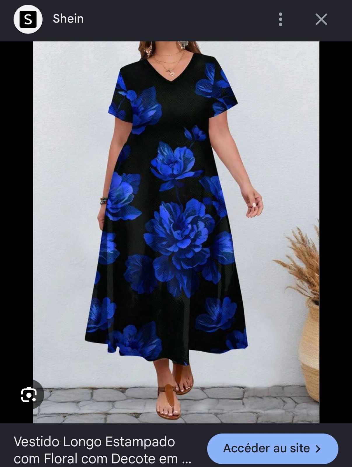 Robe milongue noir a fleurs bleu 44/46/48