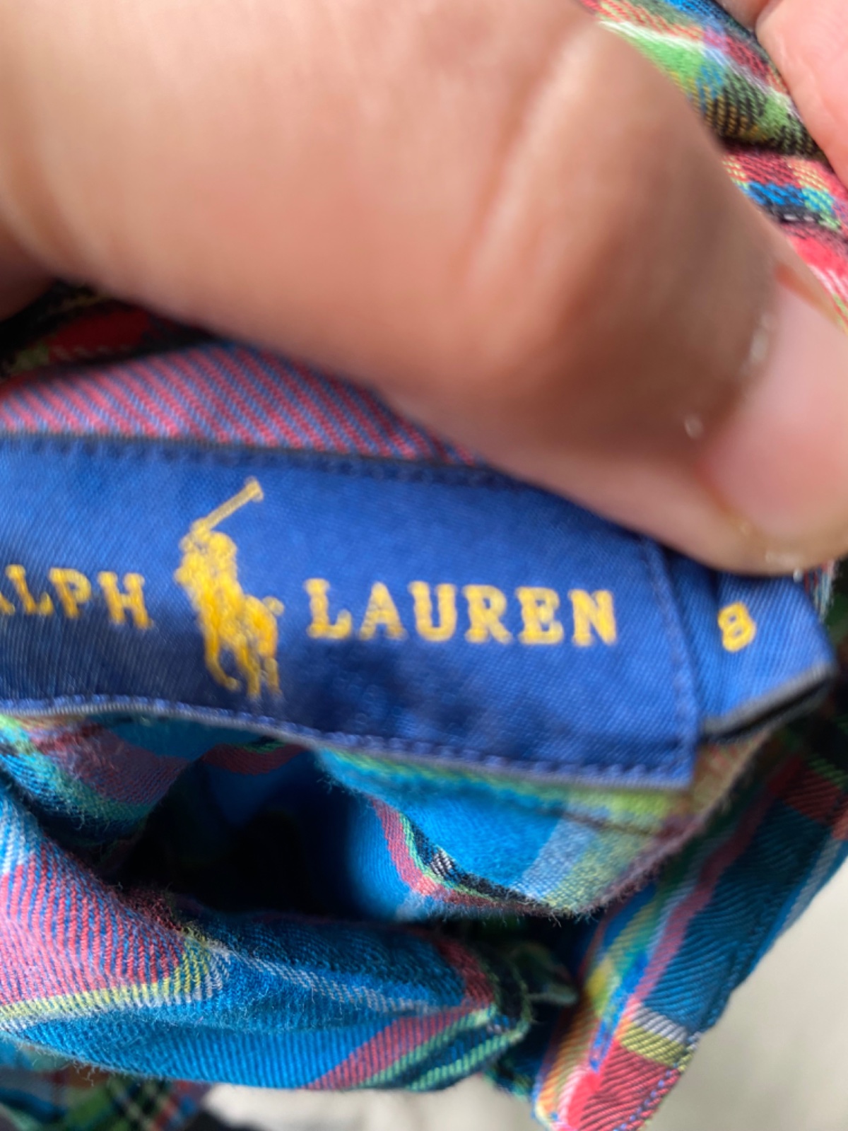 Chemise Polo Ralph Lauren bleu a logo rose S/M