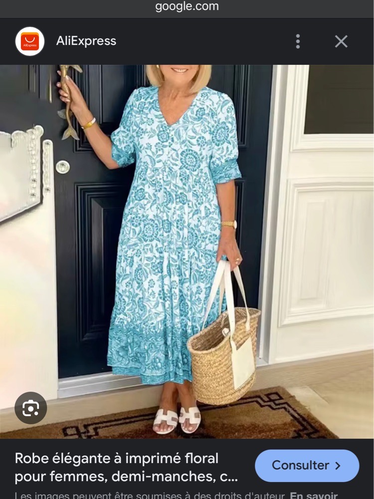 Robe midi bleu et blanc M/L 