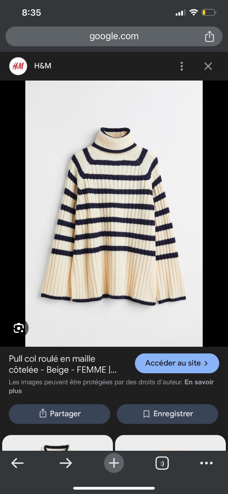 Pull a rayures H&M gris blanc en maille 44/46
