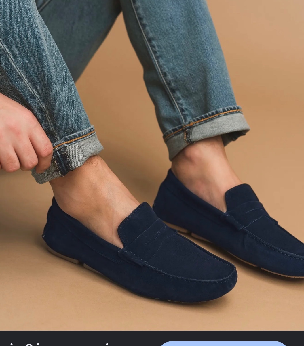 Mocassins suede en bleu navy enfants/homme 37 