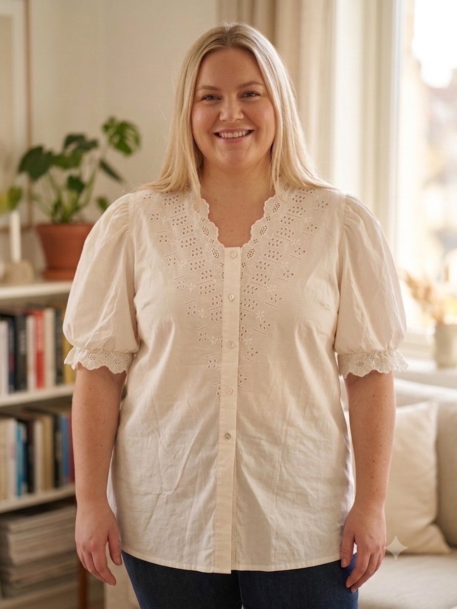 Chemise brodrerie anglaise blanc sale grande taille 50/52