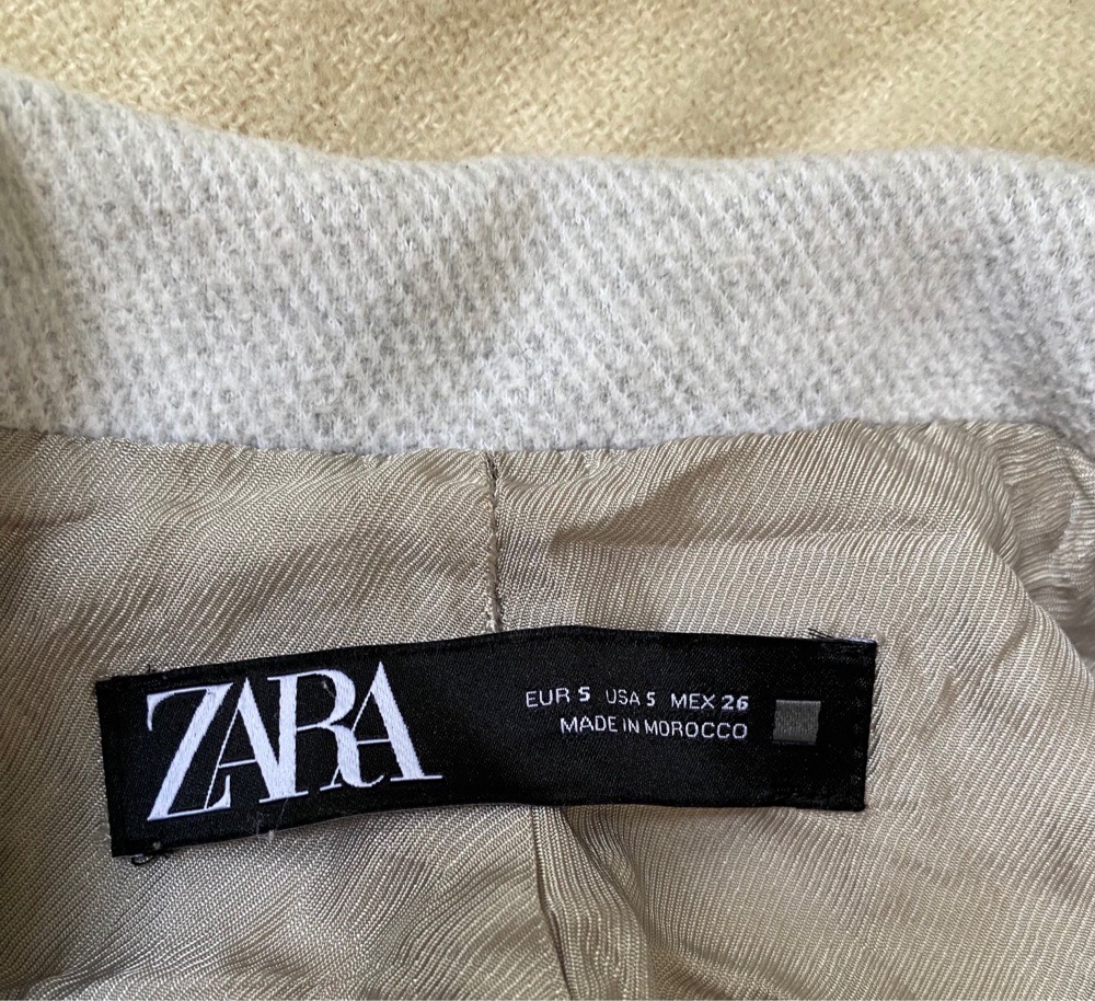 Blazer tweed Zara gris clair 6 boutons S/M
