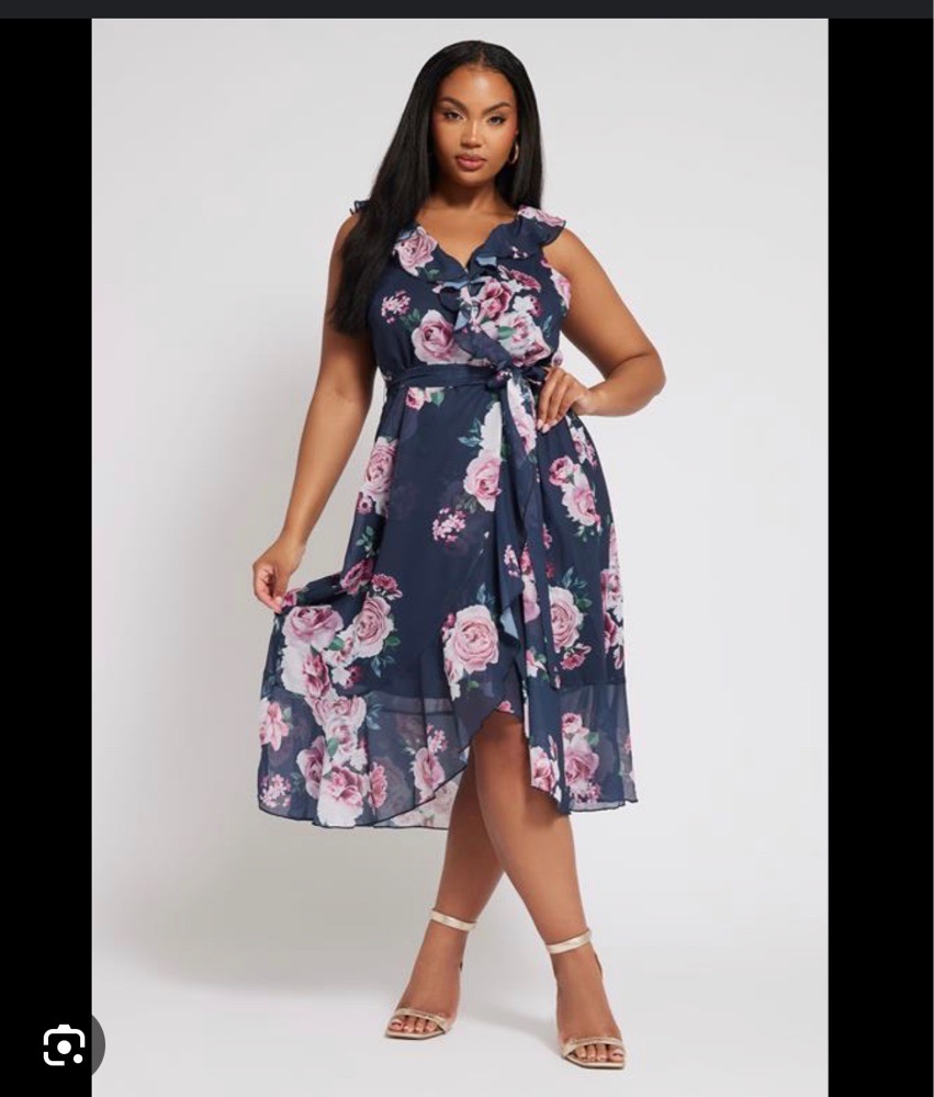 Robe floralr bleu et rose 42/44