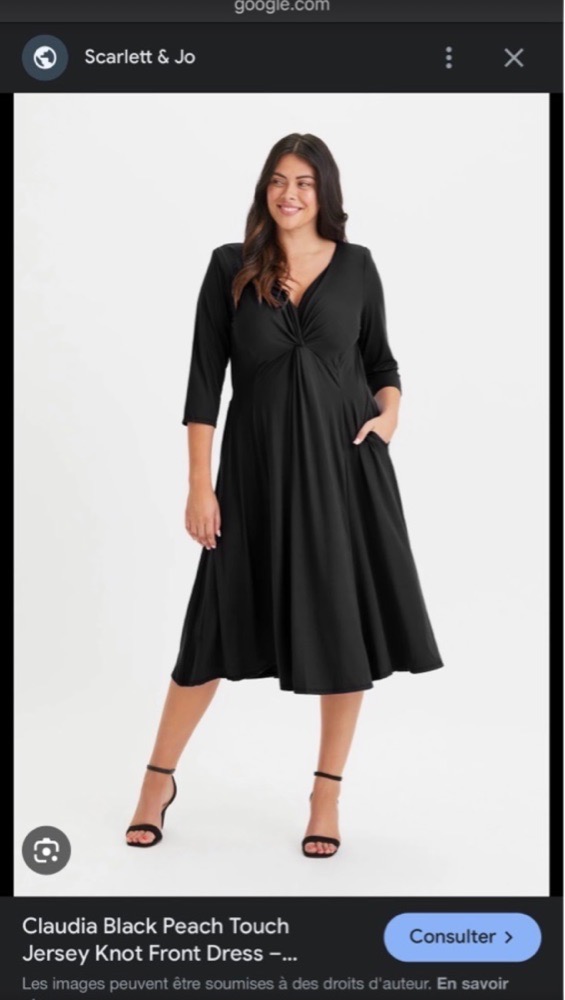 Robe noir fonce midi grande taille 44/46
