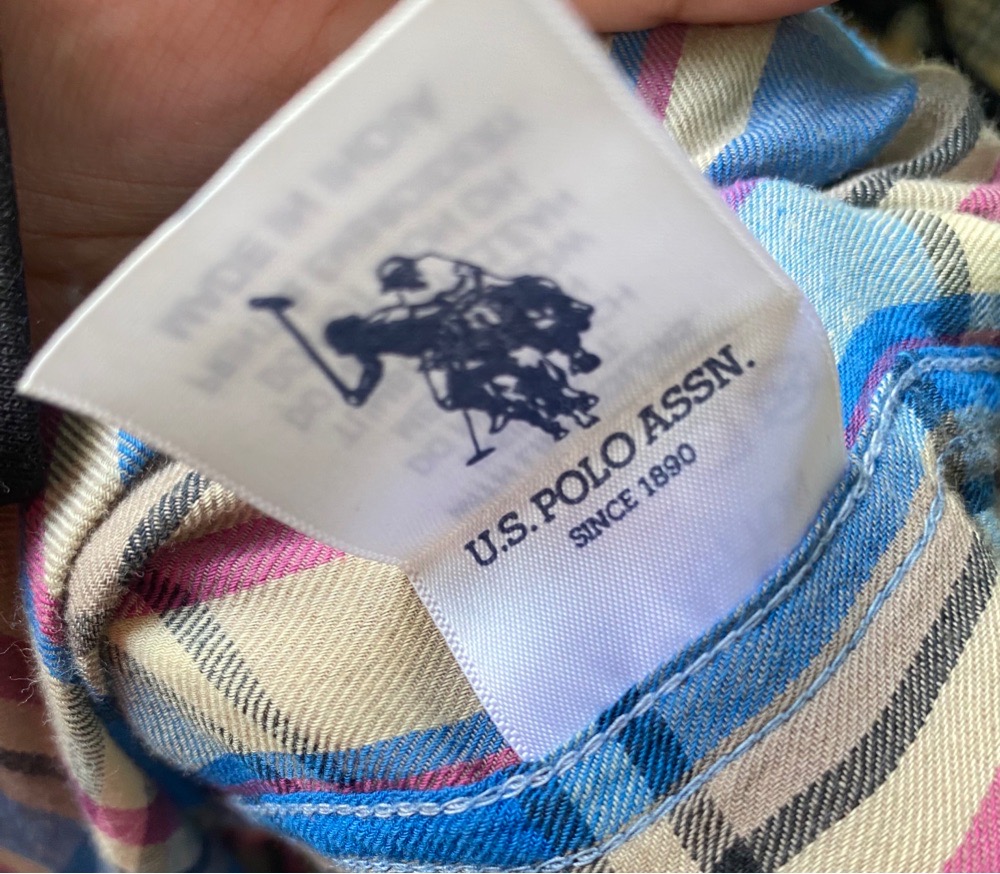 Chemise Us polo a carreaux et logo M (40cm) 