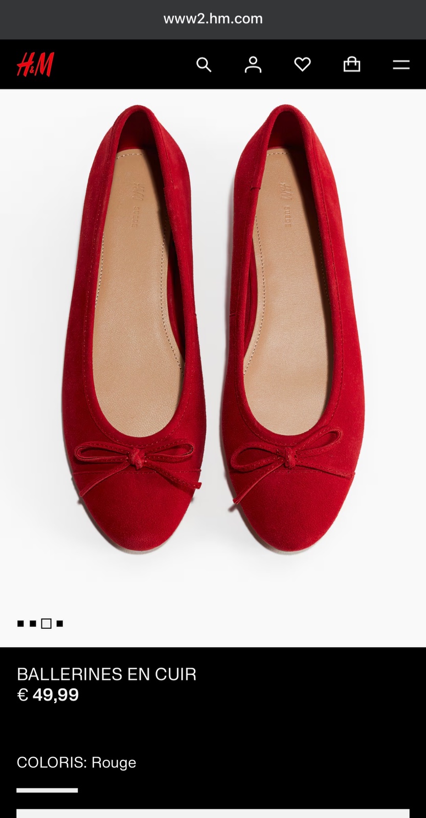 BallerinesH&M suede rouge qualite premium 38/39