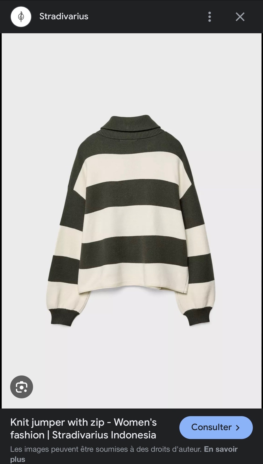 Pull oversize stradivarius rayures vert et blanc S/M/L