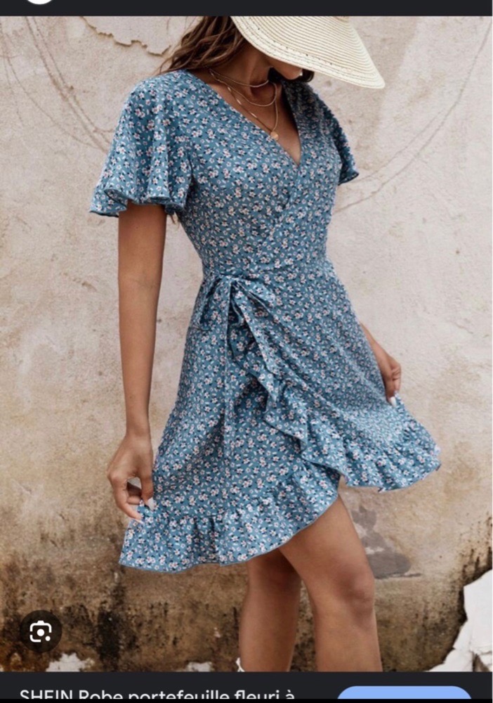 Robe florale pull&bear verte 38/40