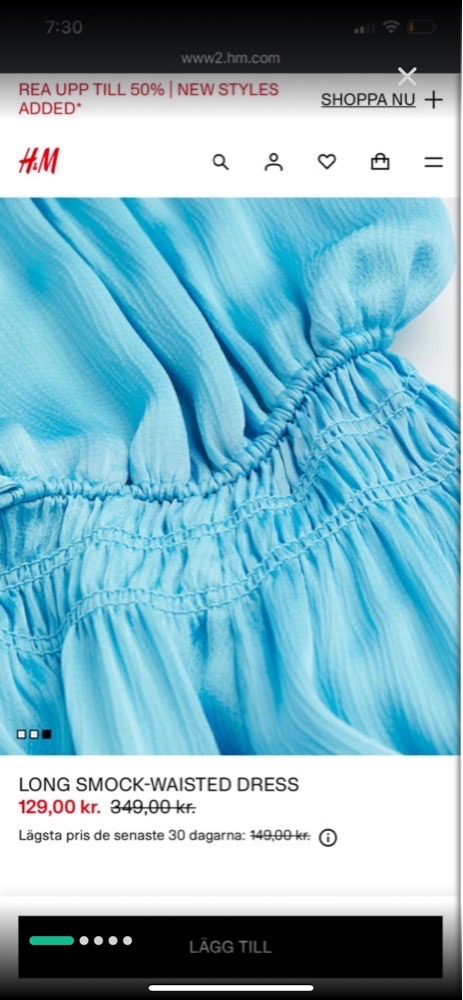 Robe turquoise milongue H&M 40/50