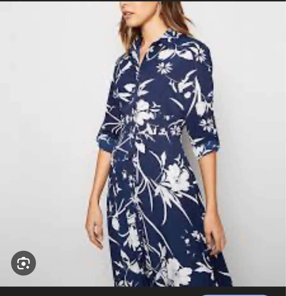 Robe chemise midi bleu florale 42/44