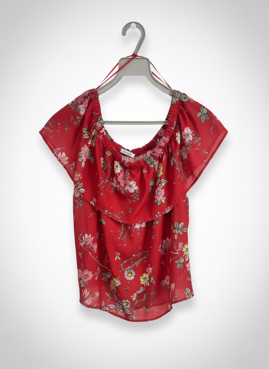 Haut col bateau bull and bear rouge taille M 