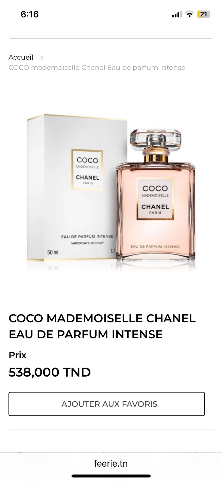 Parfum Chanel coco mademoiselle Eau de parfum intense 50ml 