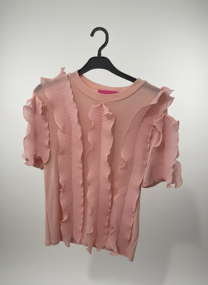 Haut rose taille M avec volants New port 