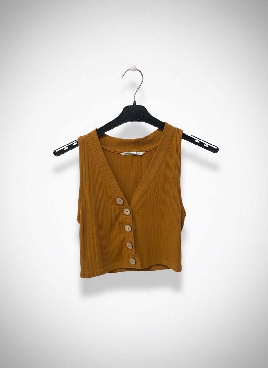 Crop top moutarde Bershka 