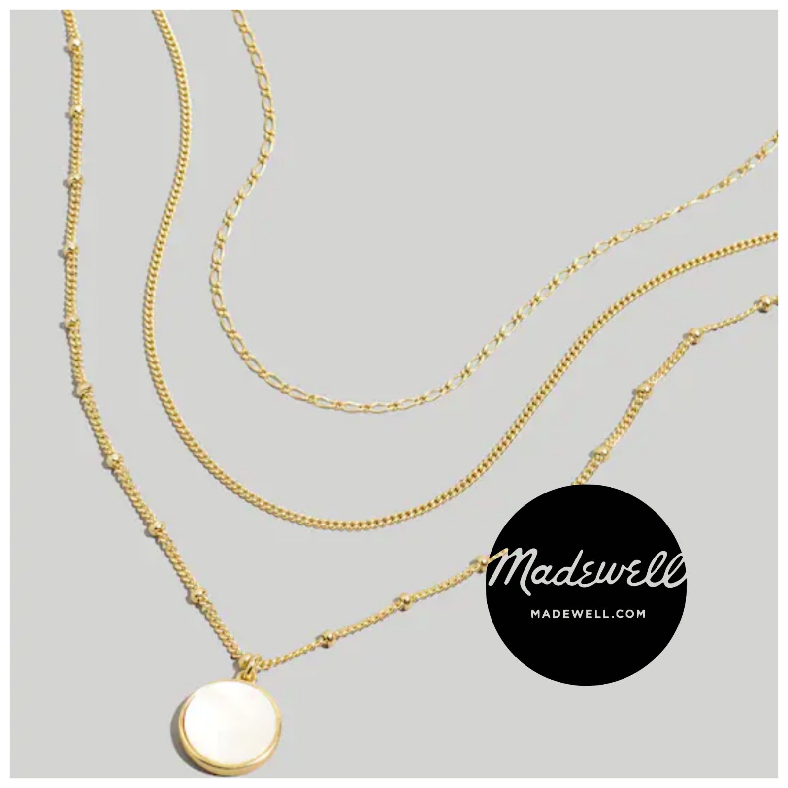 Ensemble de trois colliers en nacre Madewell 