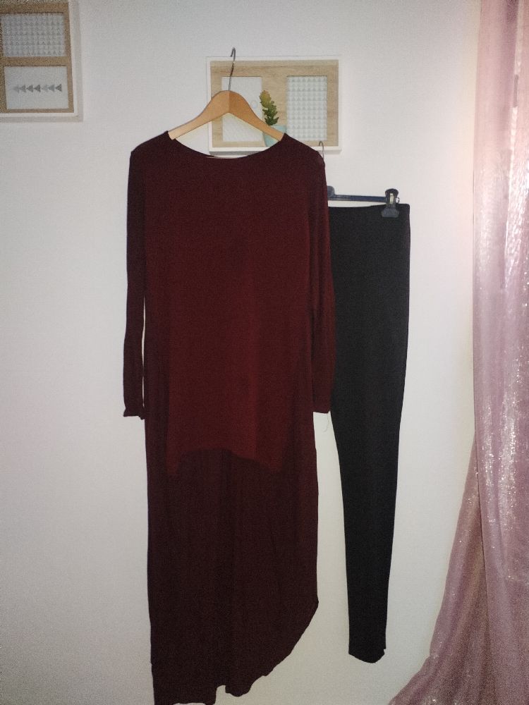 Bull bordeaux Zara + legging h&m