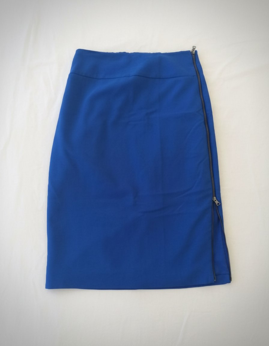 Jupe droite bleu fermeture éclair ajustable pour fente taille 36  