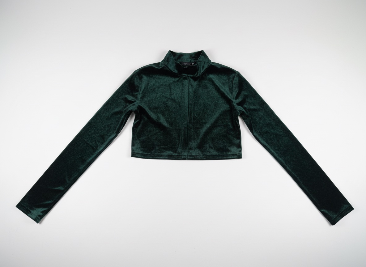 Crop top velour vert bling 